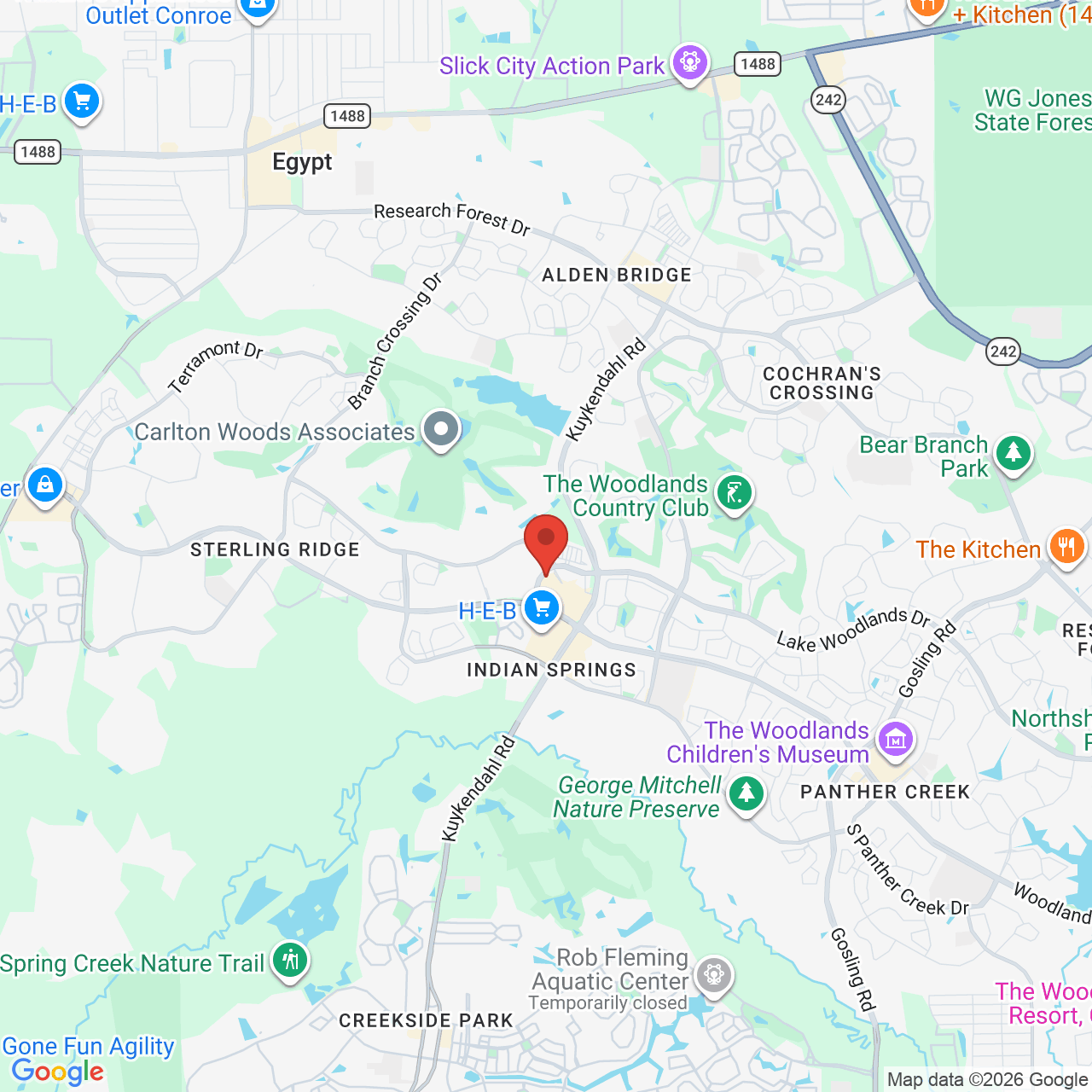 Google map image of our location in 6769 Lake Woodlands Dr The Woodlands, TX